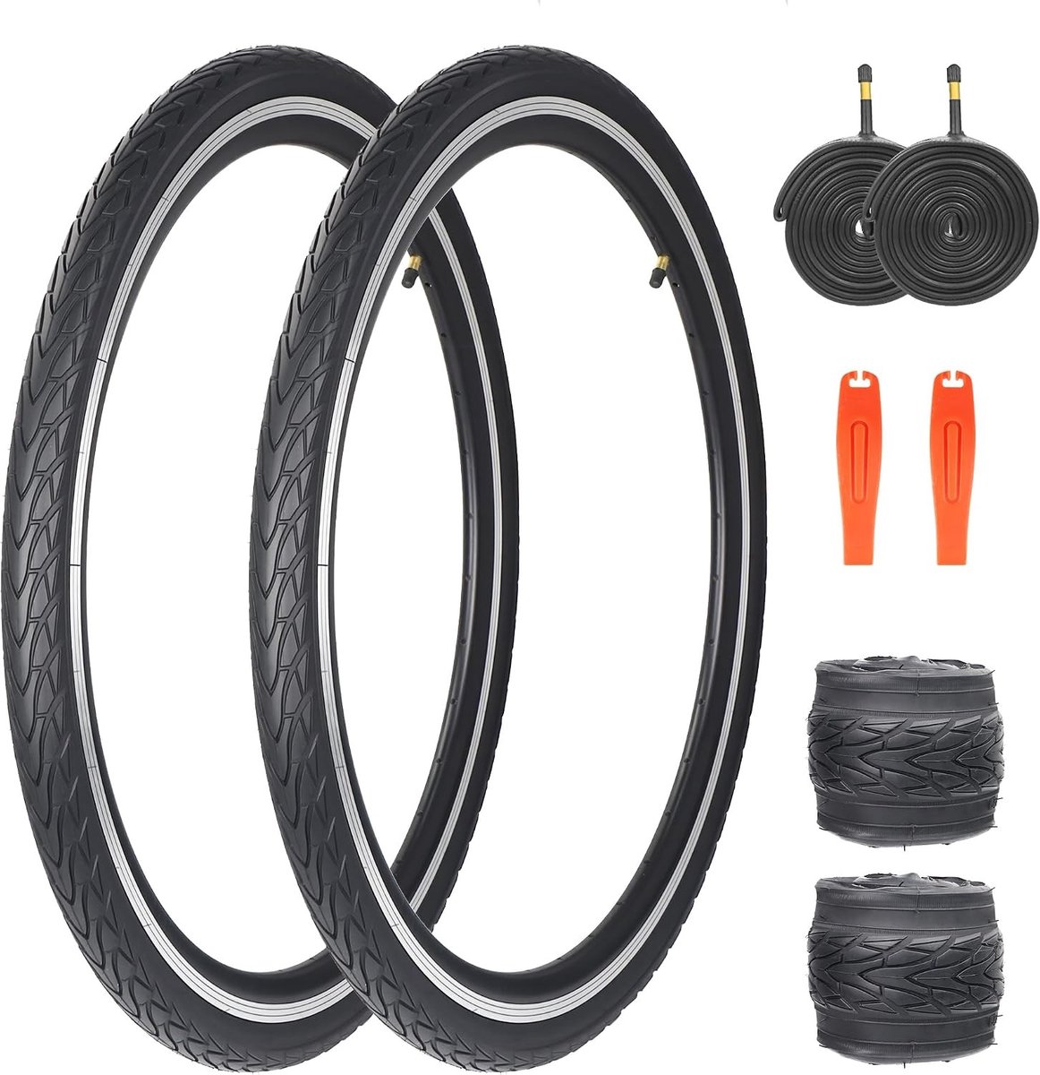 Set van 2 Vouwbanden 26 x 1.5 Inch met Binnenbanden voor Mountainbike en Stadsfiets, Geschikt voor Diverse Fietstypes