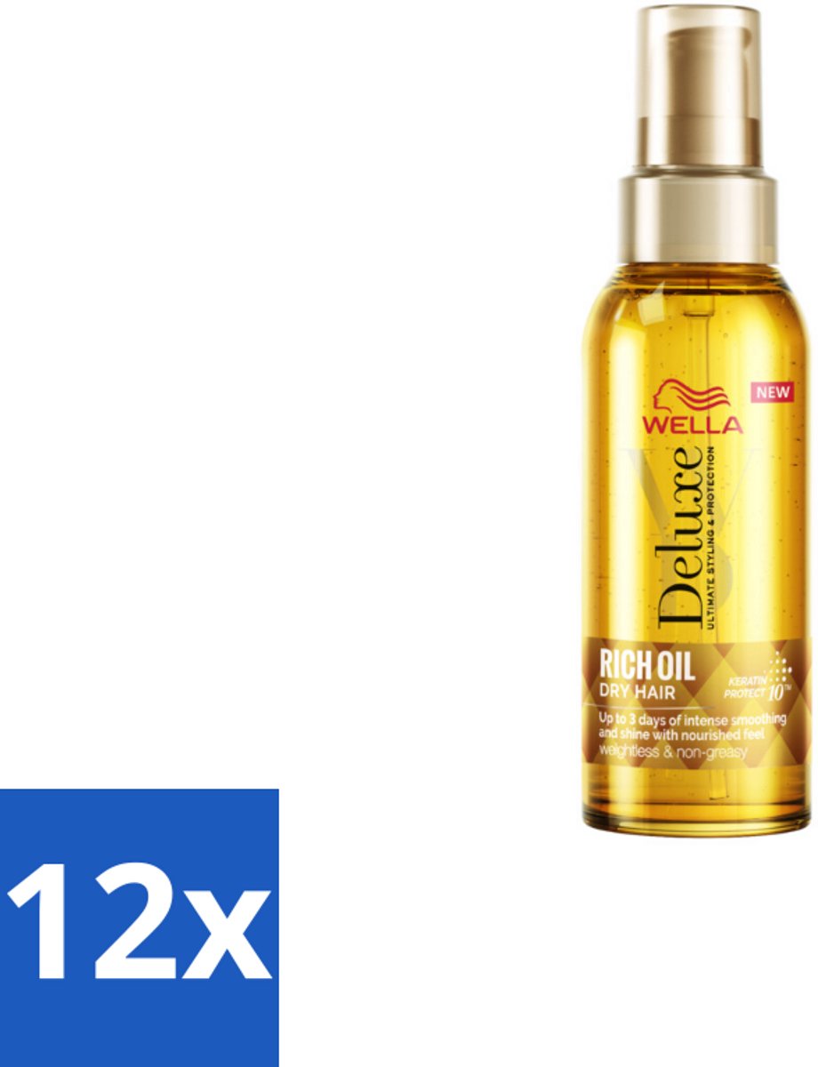 12 x Wella – Deluxe Oil Rich – Haarolie – 100 ml - Haarolie - Glans - Voeding - Droog Haar - Beschadigd Haar