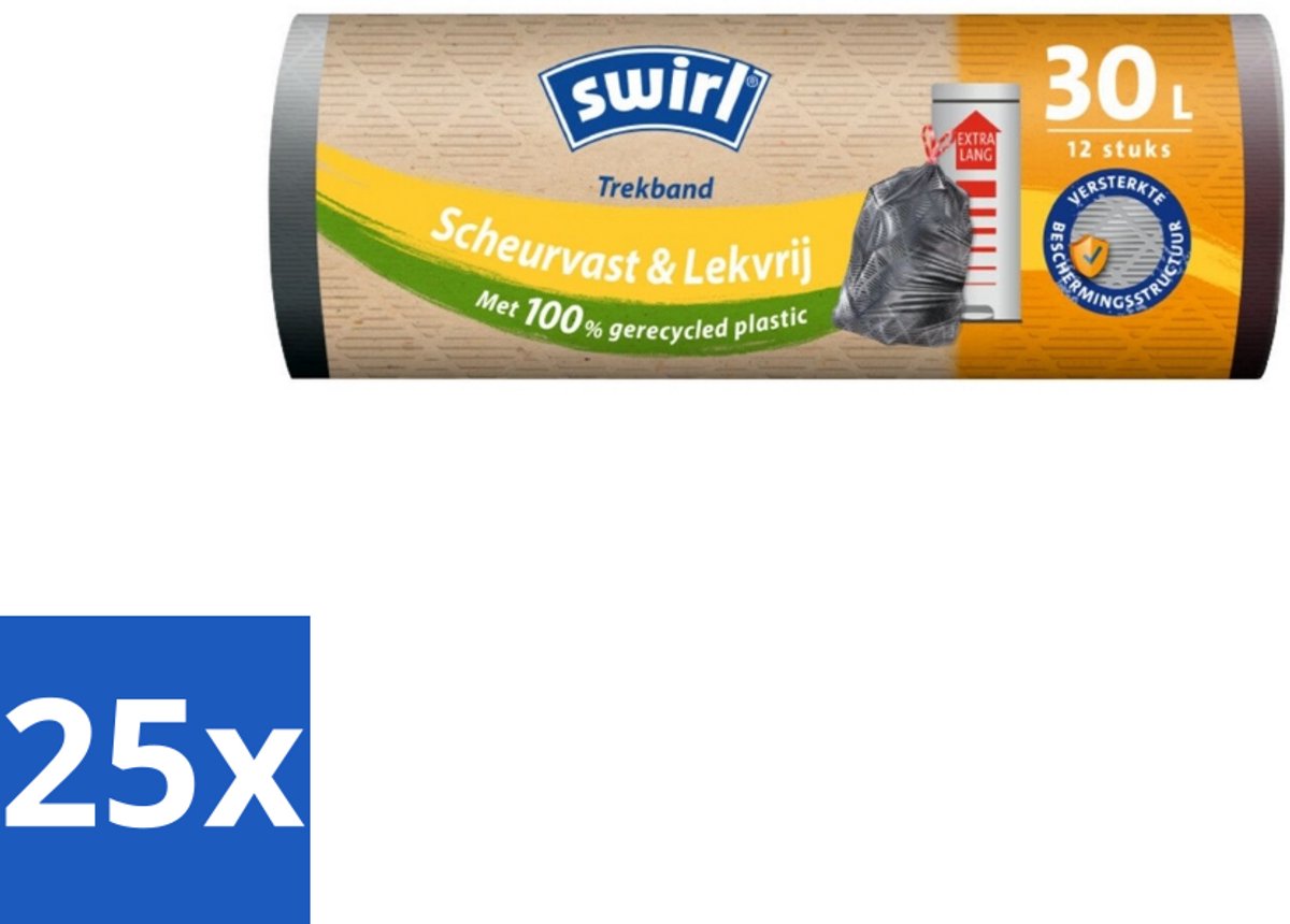 25 x Swirl – Afvalzakken – 30 L – Trekband – 12 zakken - Koffiezetapparaat