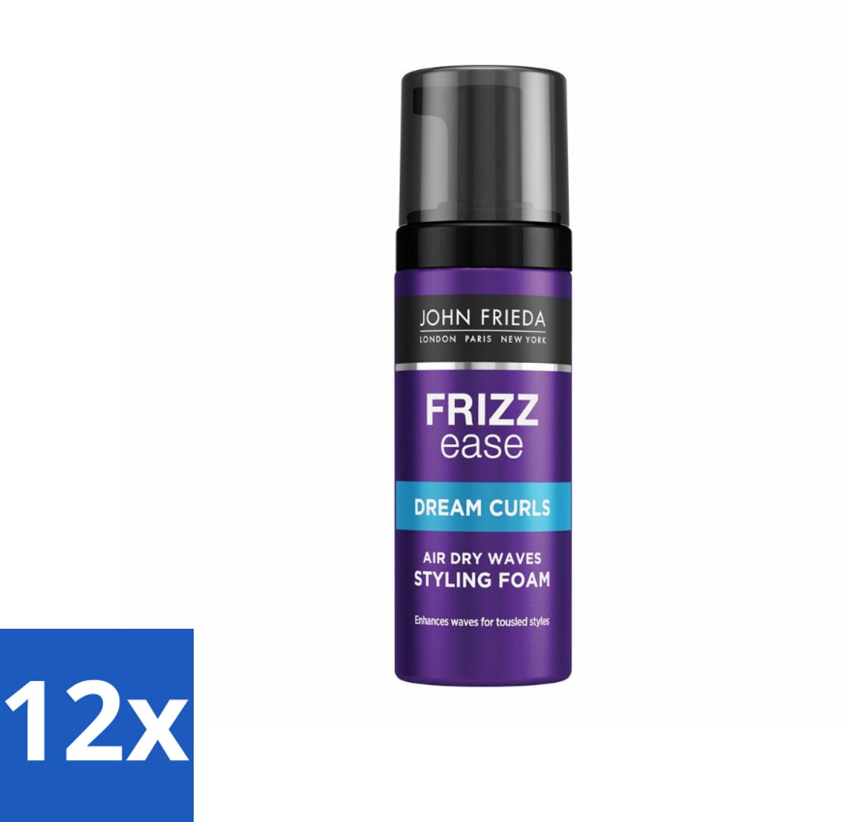 12 x John Frieda – Haarmousse – Frizz Ease Air Dry Waves Foam Styler – Natuurlijk golvend effect – 150 ml - Golven Maken - Haar Drogen Zonder Hitte - Pluizig Haar Temmen - Natuurlijke Slag - Lucht Drogen