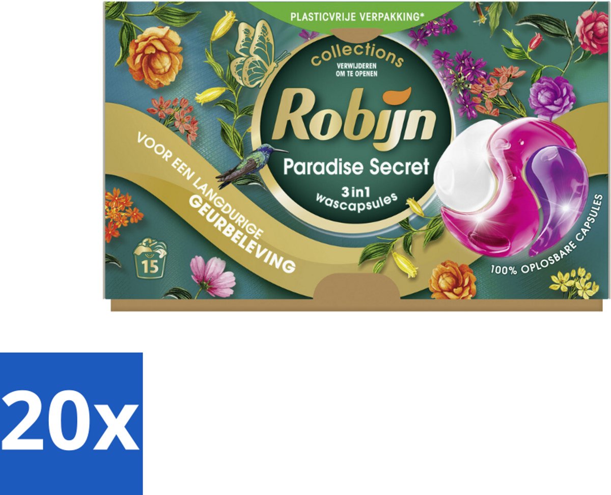 20 x Robijn – 3-in-1 Wascapsules – Paradise Secret - 15 Capsules - Koffiezetapparaat