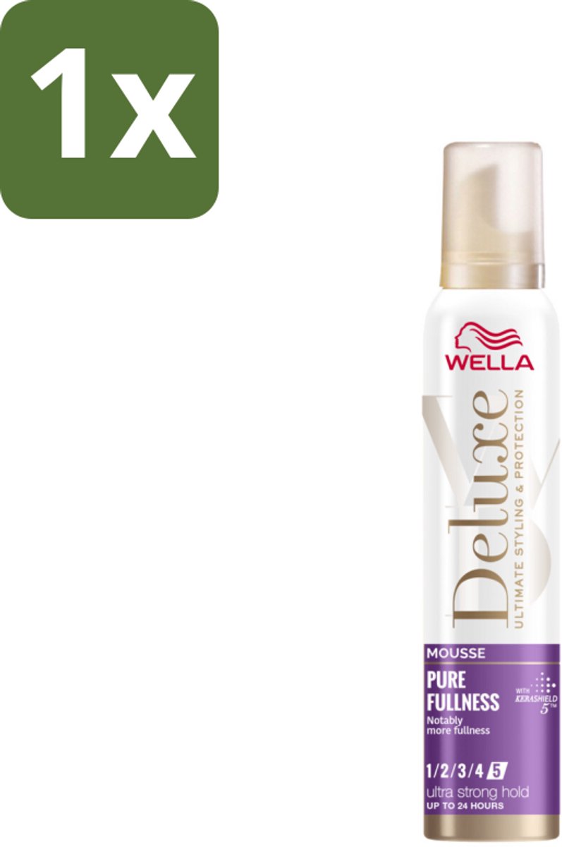 1 x Wella – Deluxe Pure Fullness – Haarmousse – 200 ml - Haarmousse - Volume - Haarbescherming - Kerashield 5 - Anti-pluis