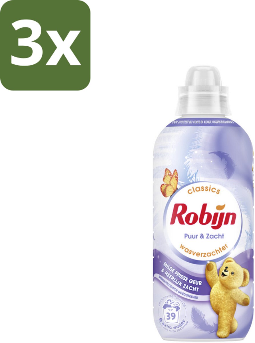 3 x Robijn – Wasverzachter – Puur & Zacht – 780 ml - Koffiezetapparaat