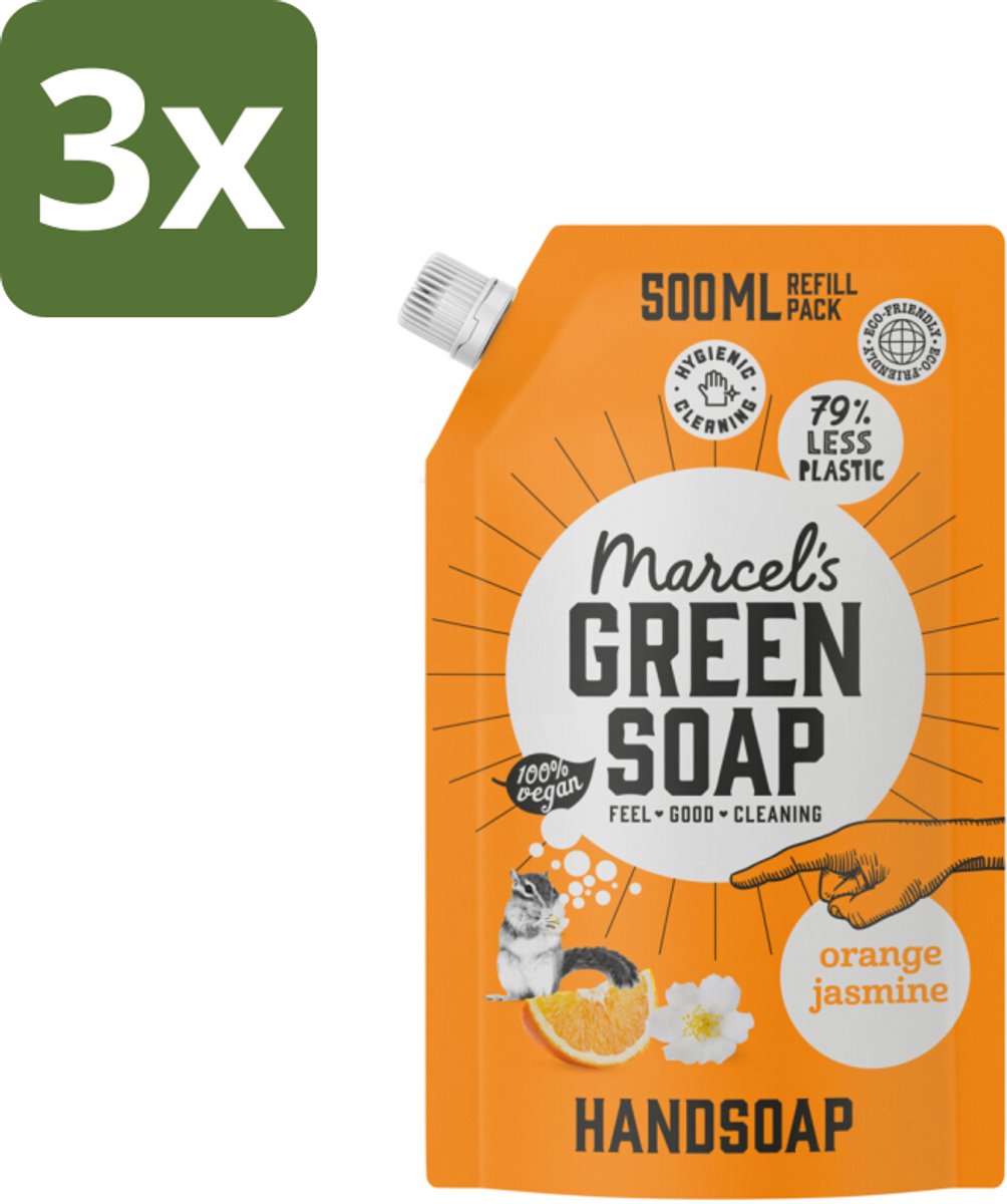 3 x Marcel’s Green Soap – Handzeep Navulling – Sinaasappel & Jasmijn – 500 ml - Kabel - Kabels - Kabelsysteem - Kabelsysteem