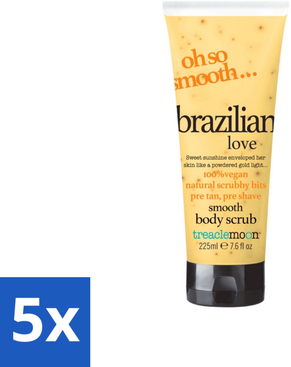 5 x Treaclemoon – Body Scrub – Brazilian Love – 225 ml - Body Scrub - Exfoliatie - Braziliaanse Koffieolie - Suiker Scrub - Natuurlijke Huidverzorging