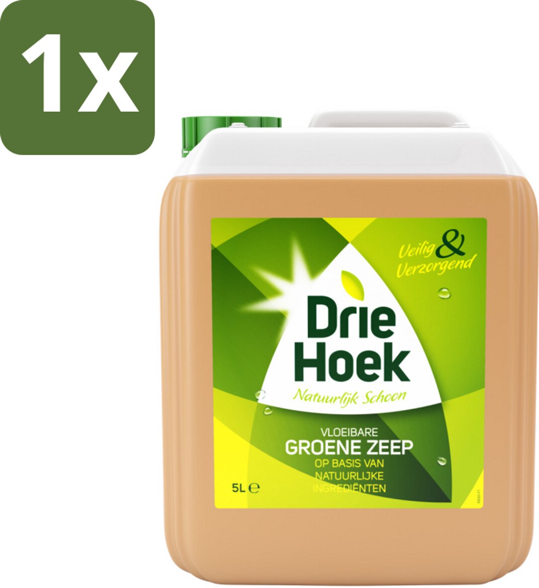1 x Driehoek – Vloeibare Zeep – Groene Zeep – 5 liter - Vloeibare Groene Zeep - Natuurlijke Schoonmaak - Textiel Reinigen - Steen Reinigen - Parket Reinigen
