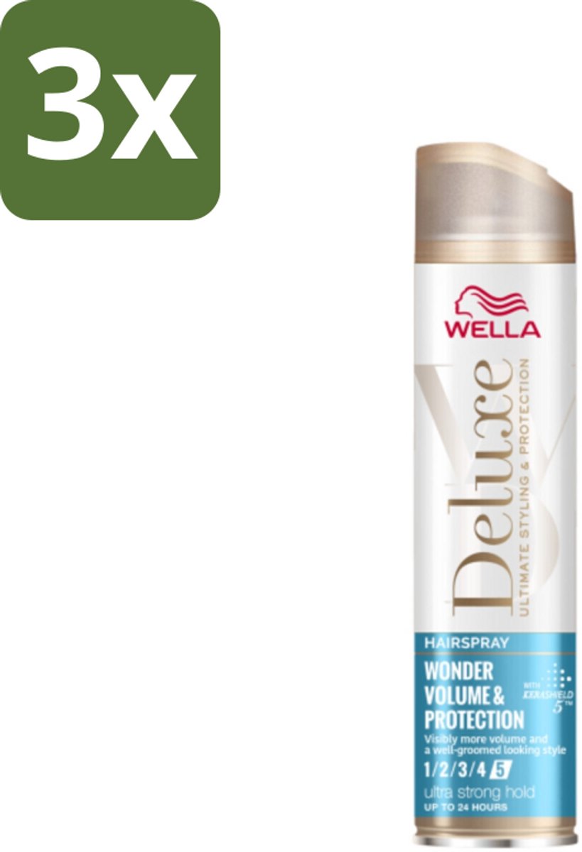 3 x Wella – Deluxe Volume & Protection – Haarspray – 250 ml - Haarspray - Volume - Bescherming - Keratinebescherming - Anti-pluis