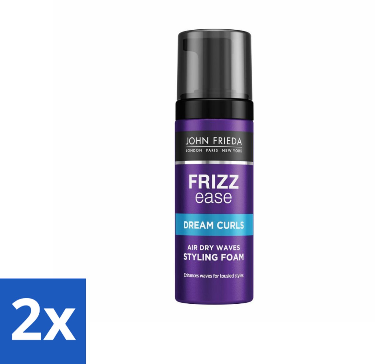 2 x John Frieda – Haarmousse – Frizz Ease Air Dry Waves Foam Styler – Natuurlijk golvend effect – 150 ml - Golven Maken - Haar Drogen Zonder Hitte - Pluizig Haar Temmen - Natuurlijke Slag - Lucht Drogen