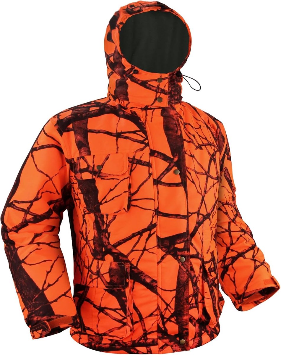 Heren Hooded Winterjack met Fleece Voering, Waterdicht en Winddicht, Camo Camouflage Design