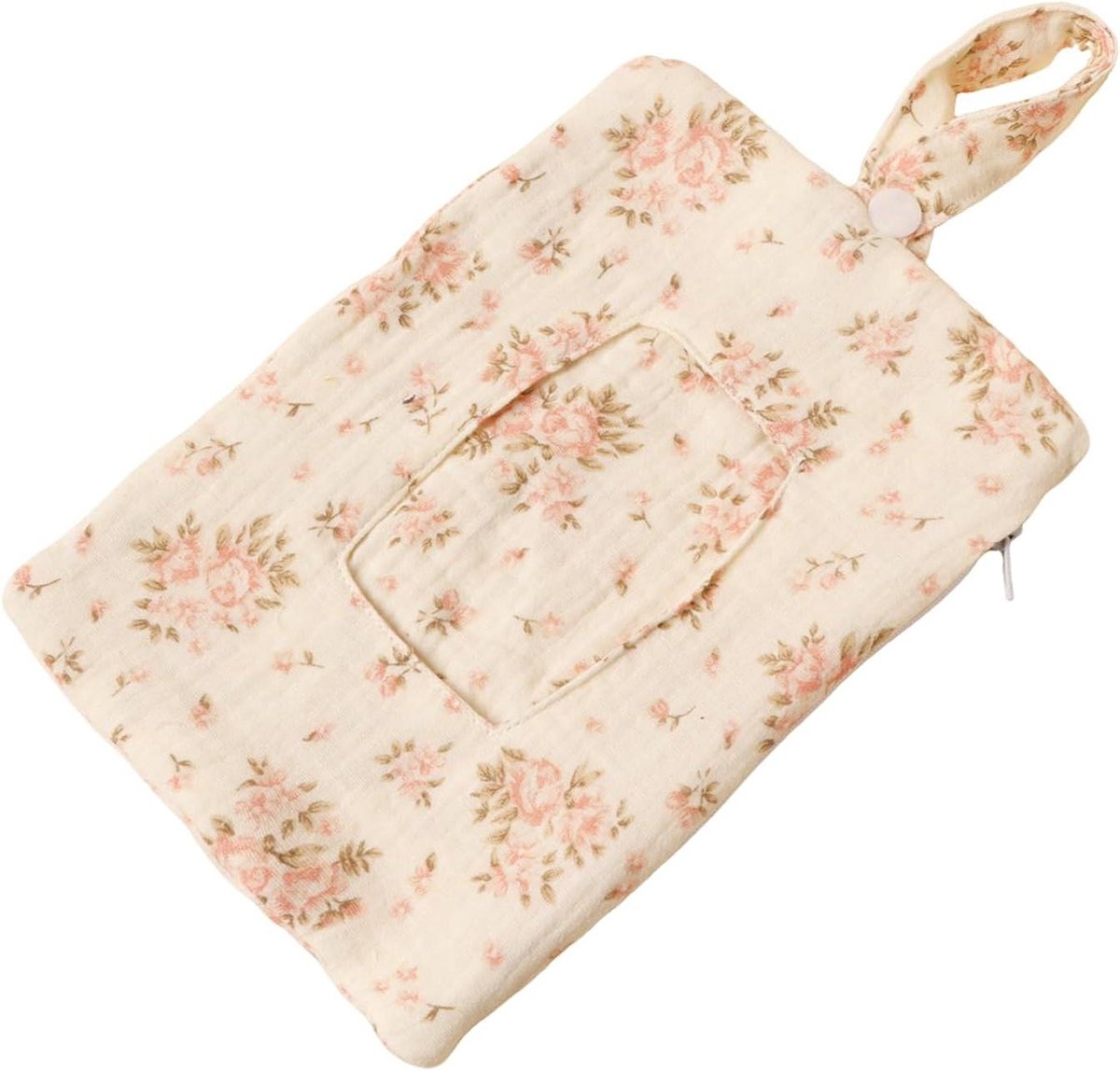 Doekjeshouder - Draagbare Tas - Onderweg Hygiëne - Met Polsband - 15 x 15 cm - Bloemen