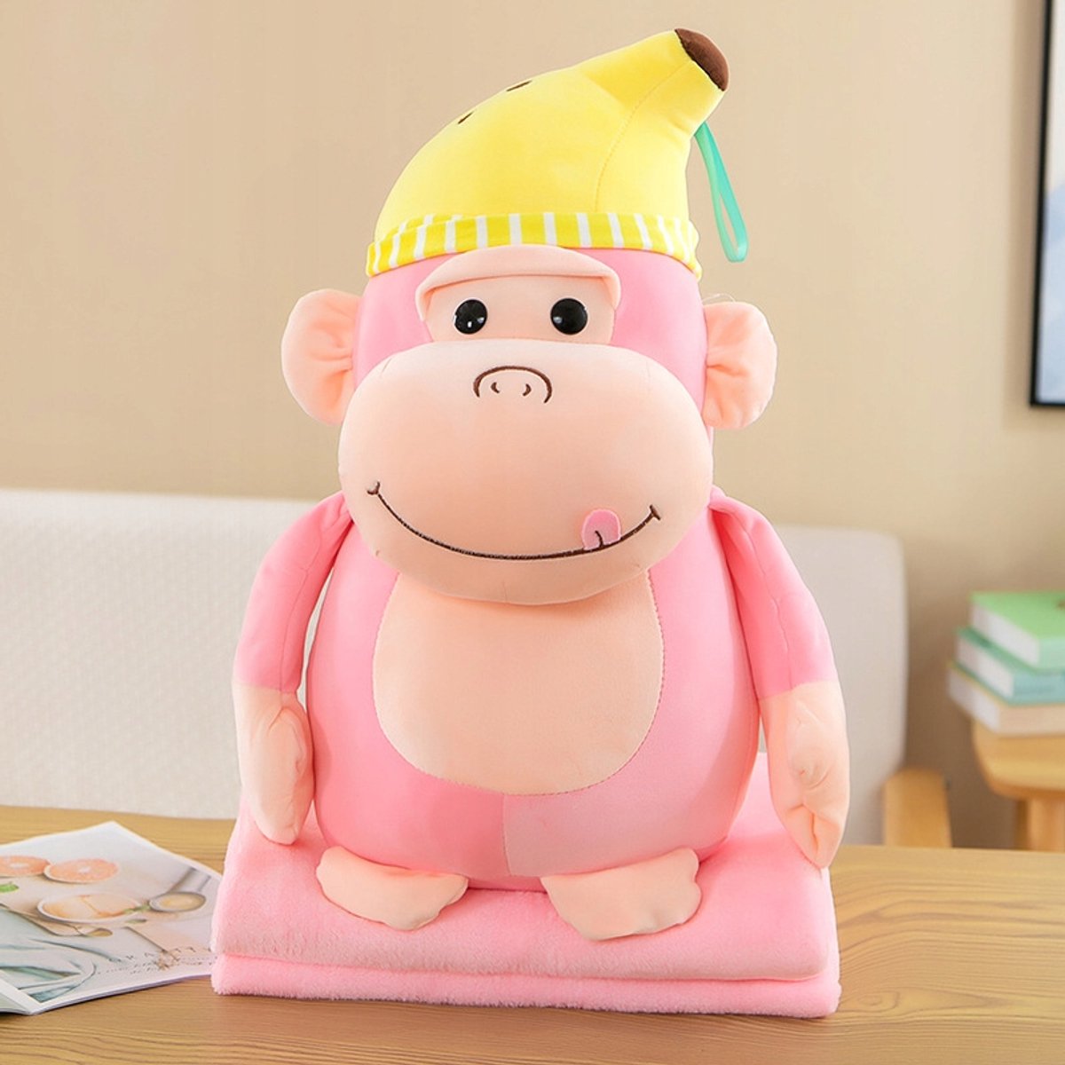 Roze Orangutan Knuffel met Deken 3-in-1 - 50cm
