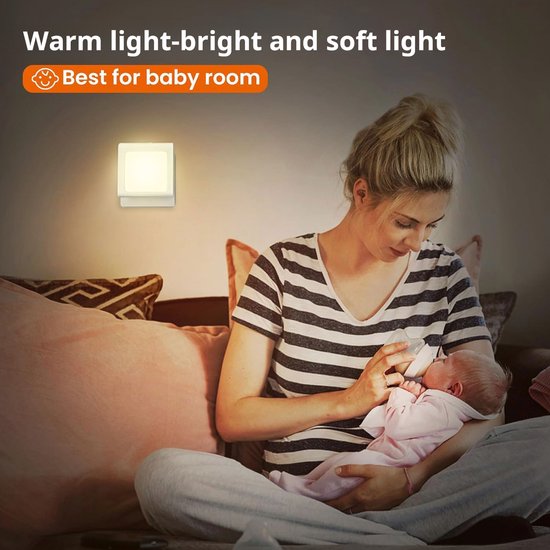 2 Stuks LED Stopcontact Nachtlampje met Dag‑Nacht Sensor - Warm Wit Dimbaar Stekker Nachtlampje - Automatisch Aan/Uit - Geschikt voor Babykamer, Hal, Trap, Slaapkamer en Badkamer van Mrilary — afbeelding 4