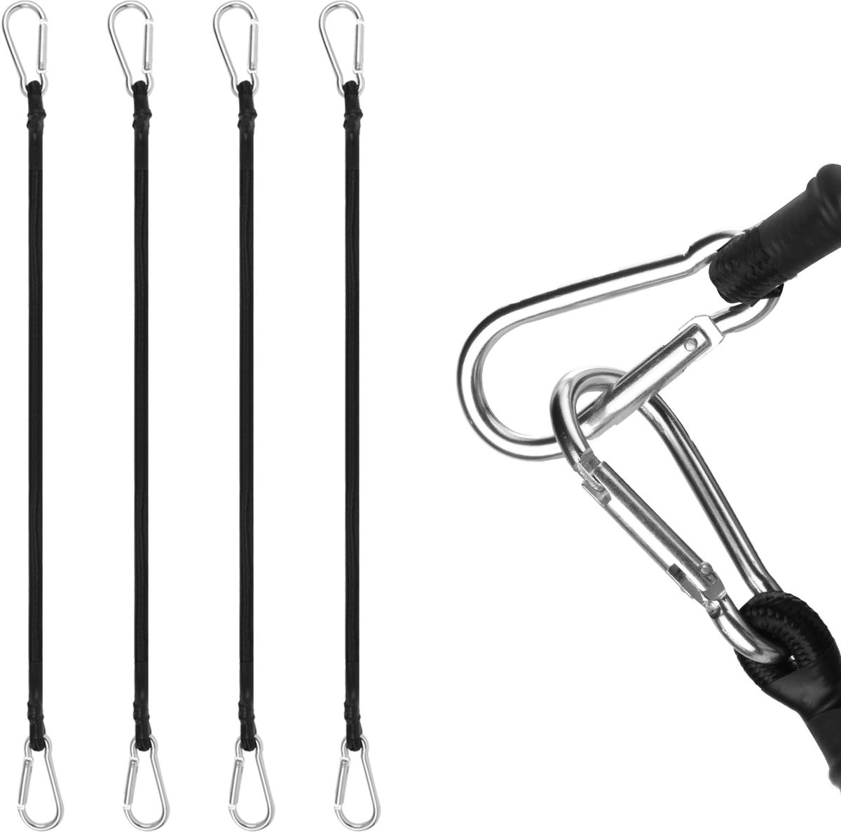 Elzusha - Elastic Bands met Haak, 4 Stuks Bungee Koorden 60 cm