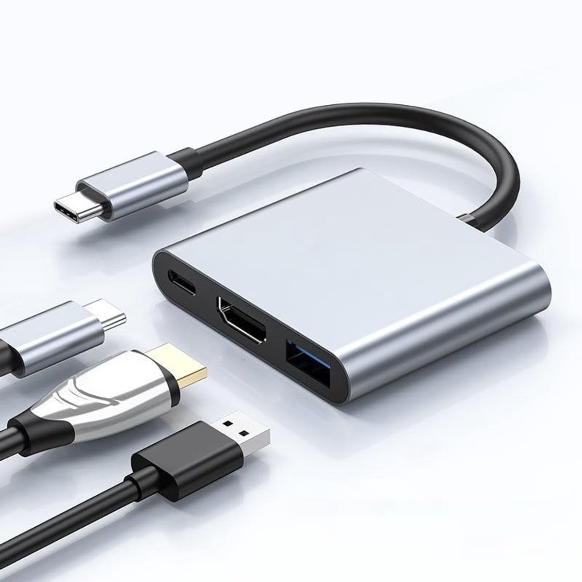 Elzusha - USB C Hub 3-in-1 Multiport Adapter met HDMI