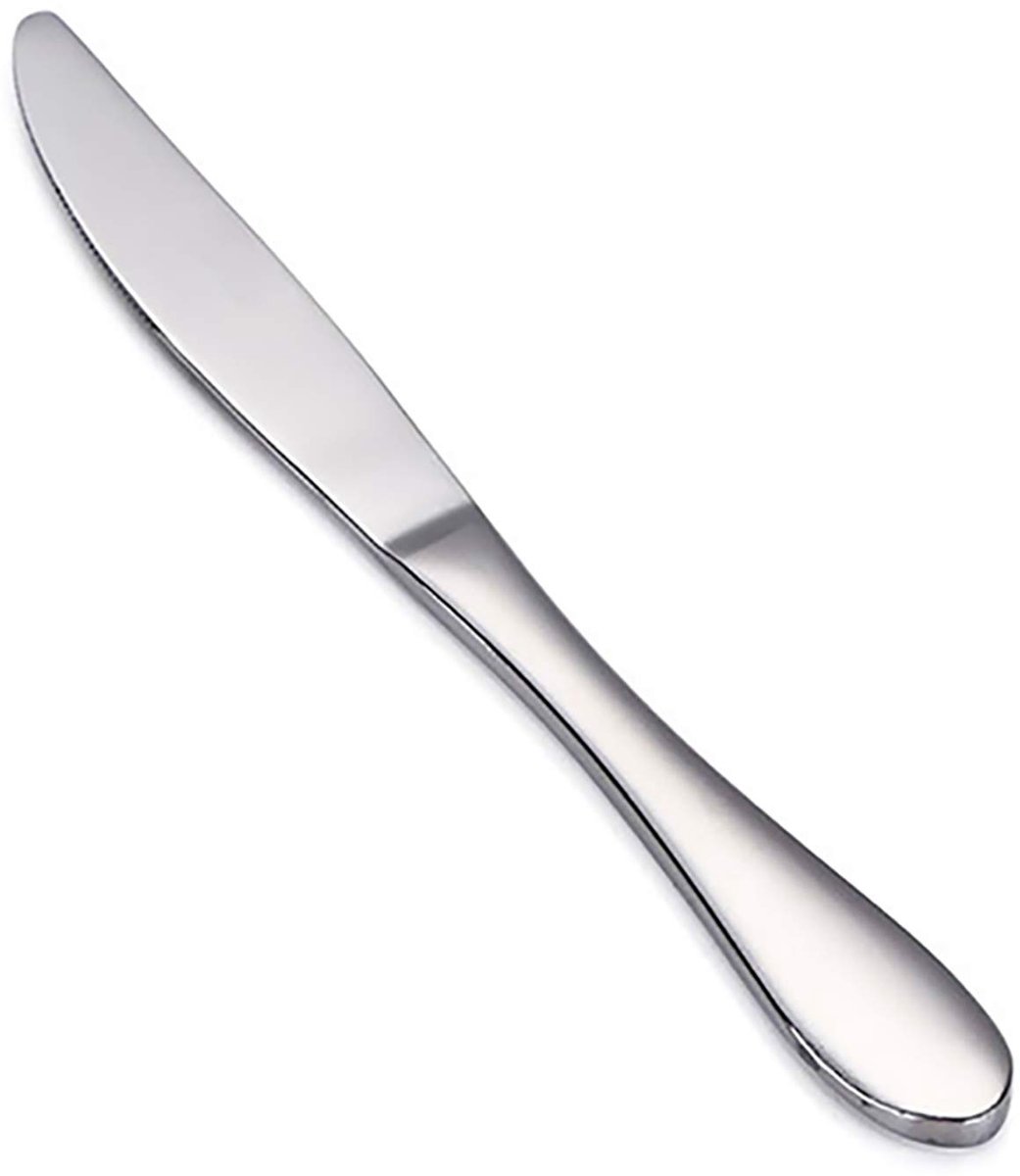Elzusha - 6 stuks roestvrijstalen tafelmessen set - 23 cm zilveren bestek voor thuis en restaurant