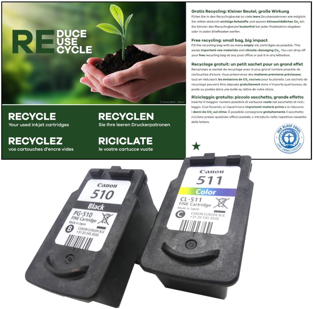 Elzusha - Duurzame Recyclingtas voor Canon Printercartridges