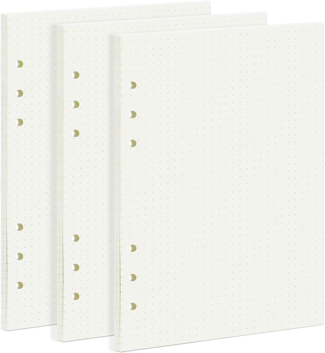 3 Packs A5 Dotted Navullingen, 135 Vellen Lege Bladzijdes, 6 Gaten Losse Notitiebladen voor Filofax en Ringband Notebooks
