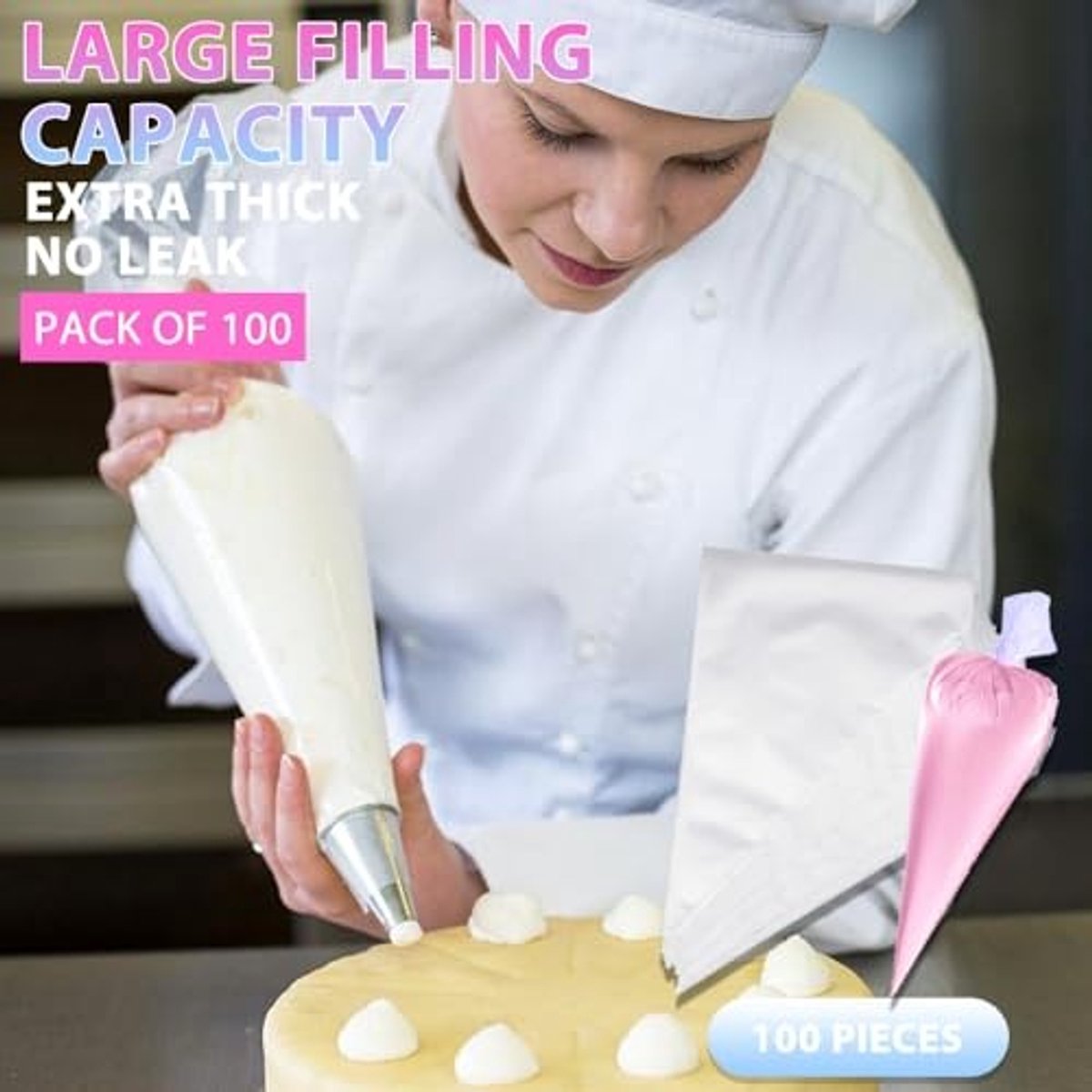 Elzusha - 100 Stuks Wegwerp Spuitzakken - Plastic Icing Bags voor Taartdecoratie
