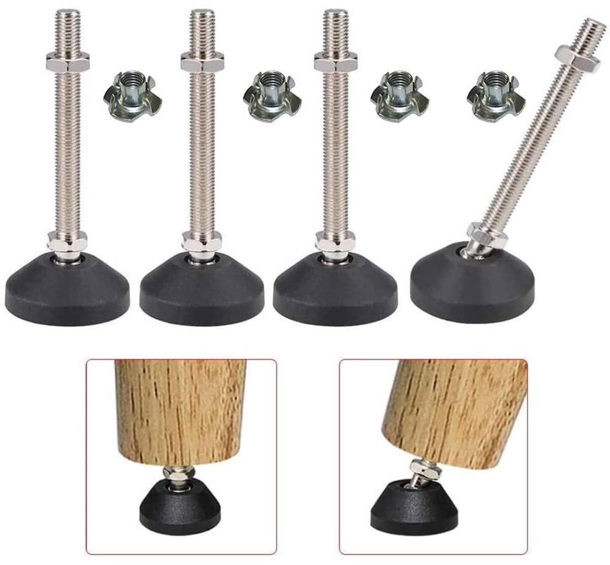 Elzusha - Verstelbare Basis M8 voor Meubels, Set van 4 Stuks