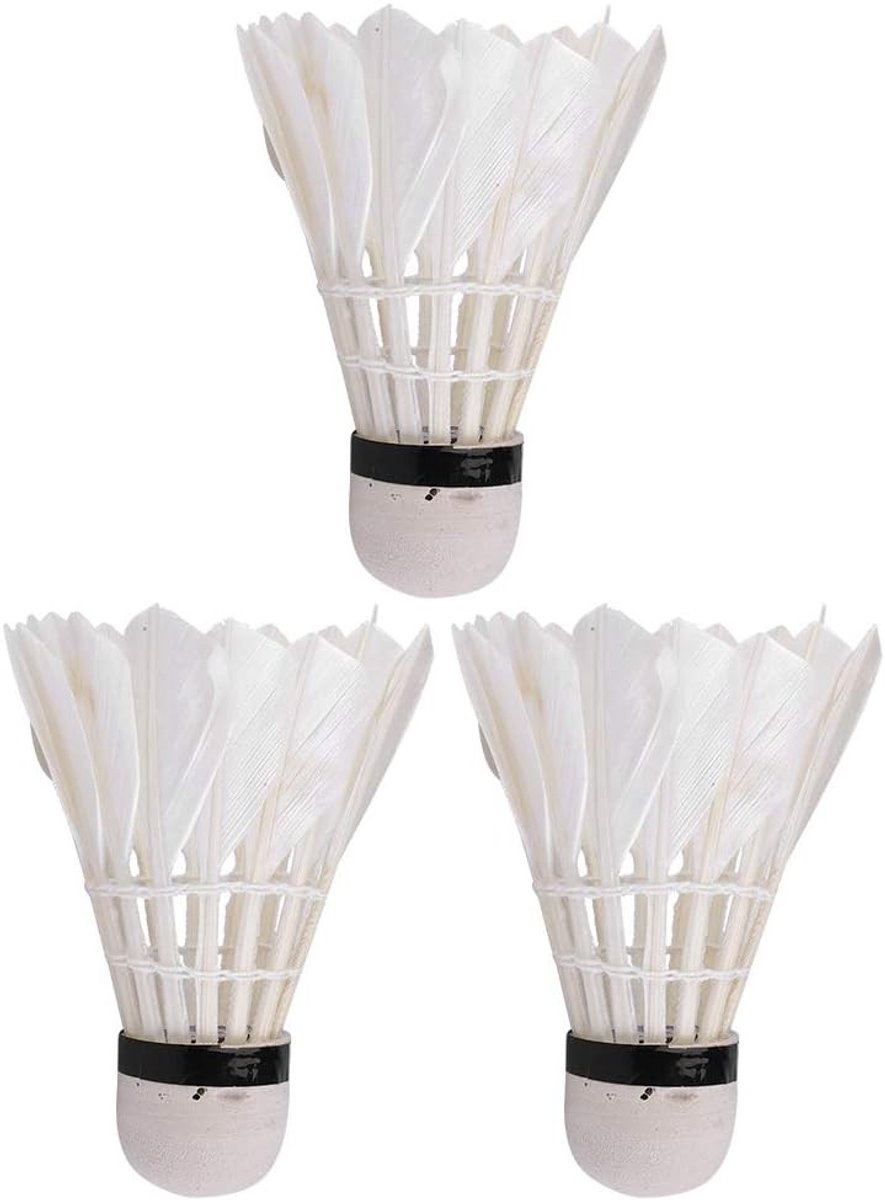 Badminton Shuttlecock Set van 3 - Duurzame Gansveren Shuttle voor Indoor en Outdoor Training, Ideaal Sportmateriaal