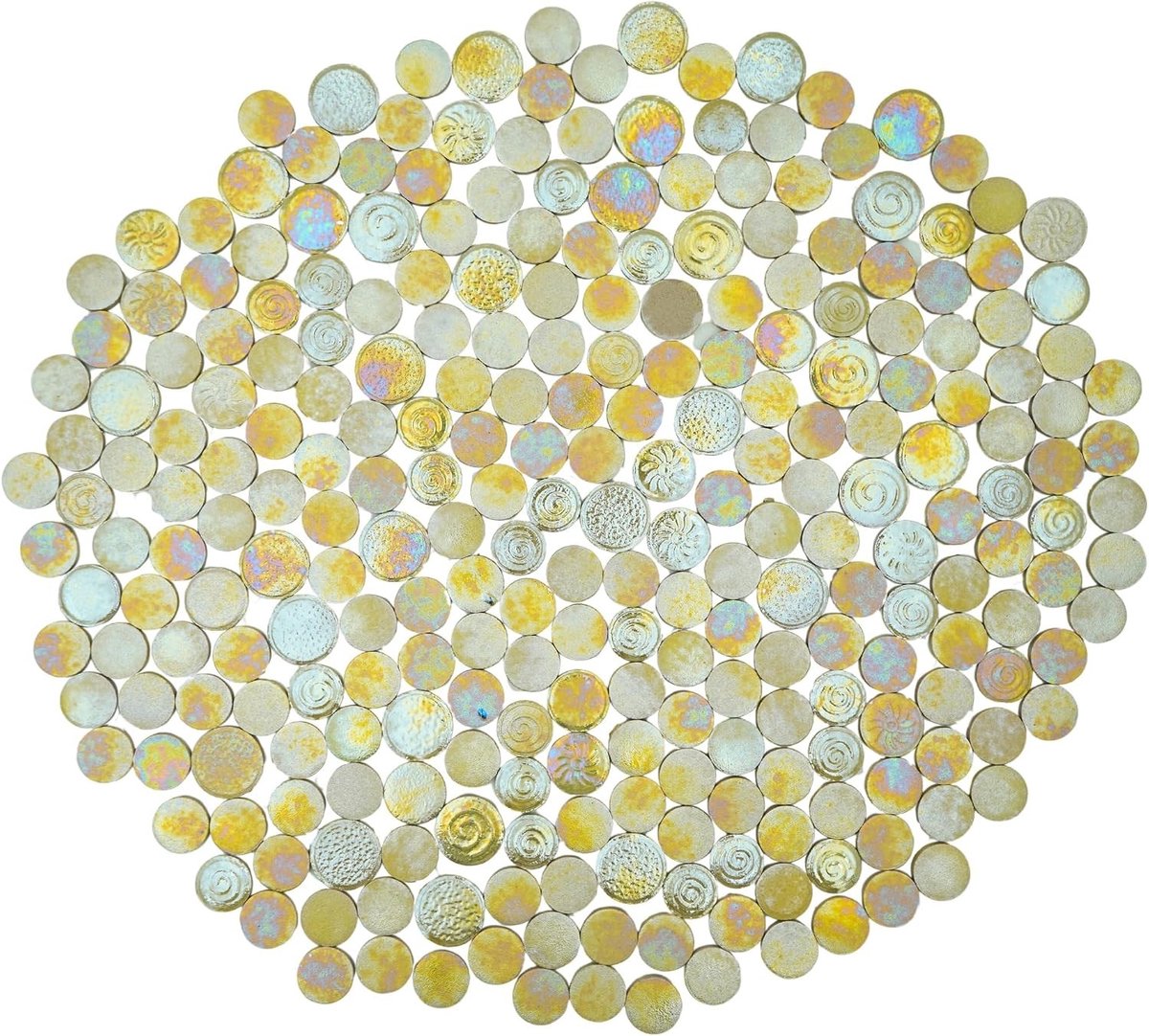 Iridescent Ronde Keramische Mozaïektegels van 1 Pound voor Badkamer, Keuken, Woonkamer en Tuin - Geel, Decoratie, Creatieve DIY Projecten