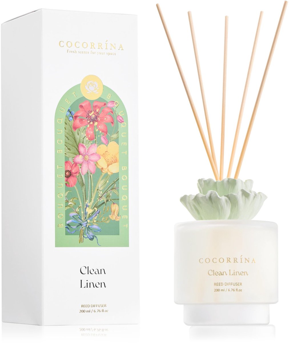 Elzusha - Clean Linen Geurstokjes met 200ml voor Thuis