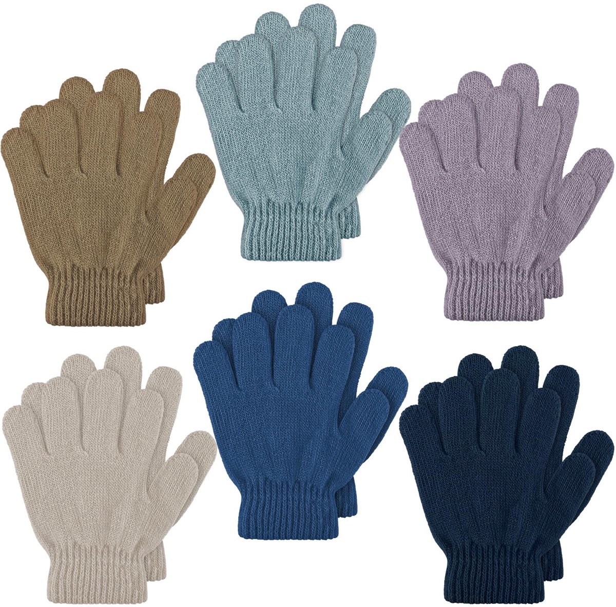 Elzusha - Kinderen Winterhandschoenen Set van 6 Paar Gehaakte Mutsen