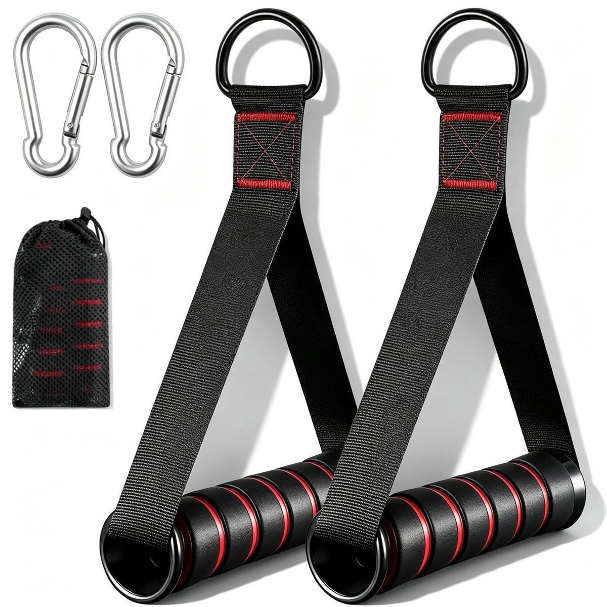 Elzusha - 2x Gym Pulleys - Weerstandsgrip voor Oefeningen met Carabiner en Opbergtas