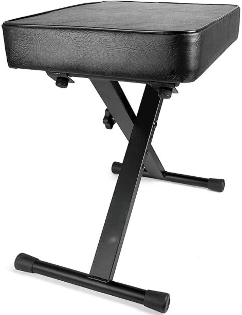 Klarven® Pianokruk Zwart - Piano Kruk Verstelbaar - Gewatteerde Zitting voor Optimaal Speelcomfort - Stabiele Constructie - H 53 cm