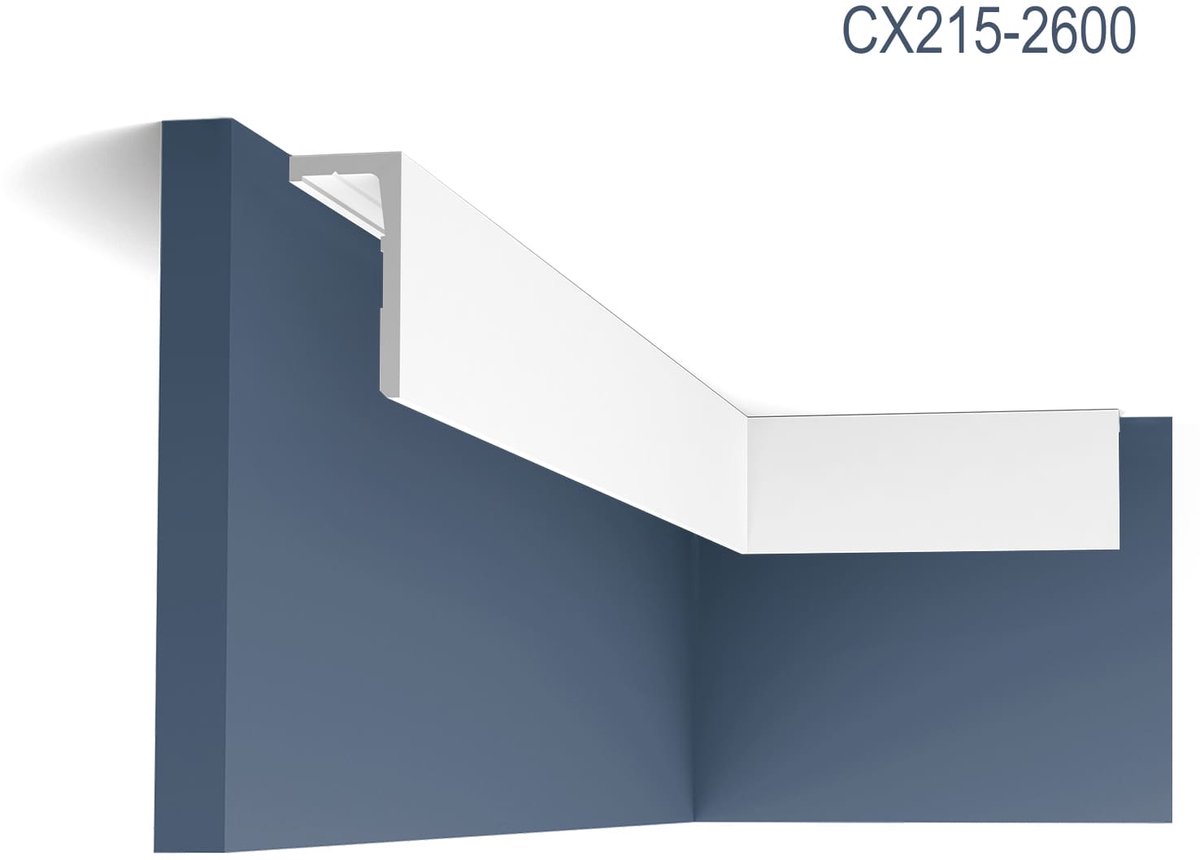 Kroonlijst Orac Decor CX215-2600 LEDGE Plafondlijst Lijst voor indirecte verlichting Gordijnprofiel Lijstwerk Sierlijst modern design wit 2,6 m