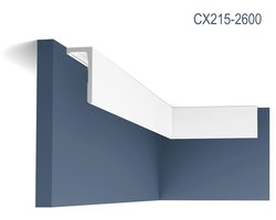 Kroonlijst Orac Decor CX215-2600 LEDGE Plafondlijst Lijst voor indirecte verlichting Gordijnprofiel Lijstwerk Sierlijst modern design wit 2,6 m