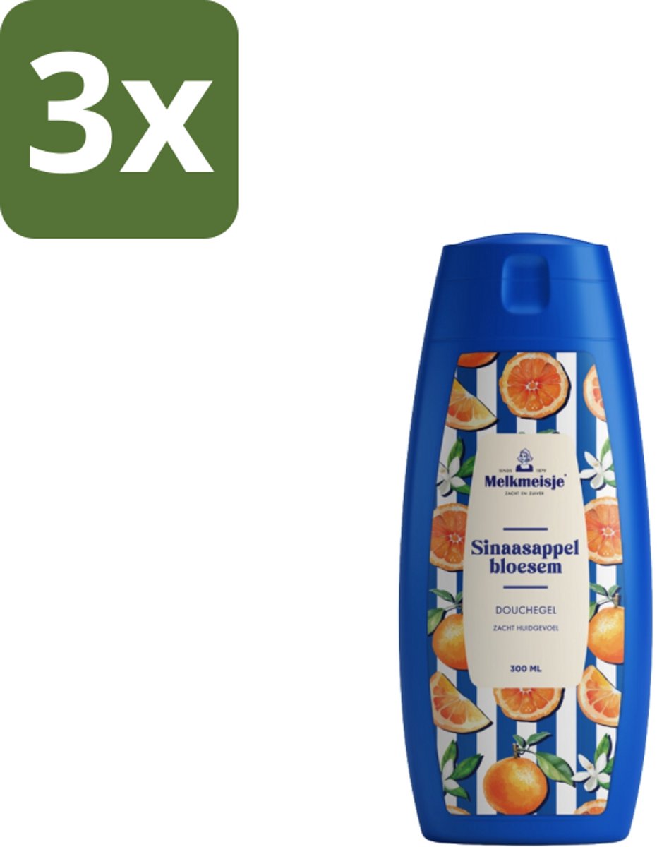 Melkmeisje – Douchegel – Sinaasappelbloesem – 300 ml - Bulkverpakking - 3 stuks