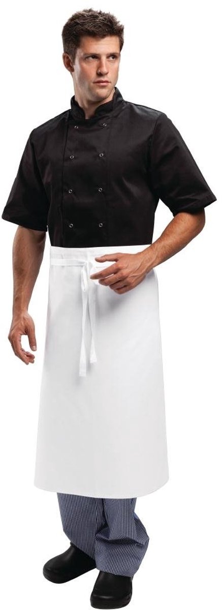 Whites Chefs Clothing Regular Waist Apron, wit, Materiaal: polykatoen, Afmeting: 915(B) x 762(L)mm - ShopVlot