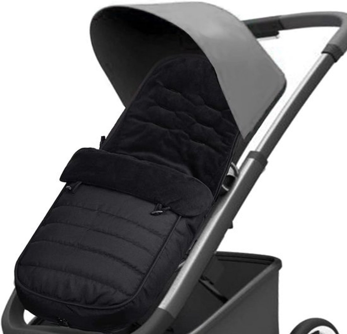 Voetenzak voor baby's - Universele kinderwagen slaapzak, Winddicht en Fleece Gevoerd, Zwart