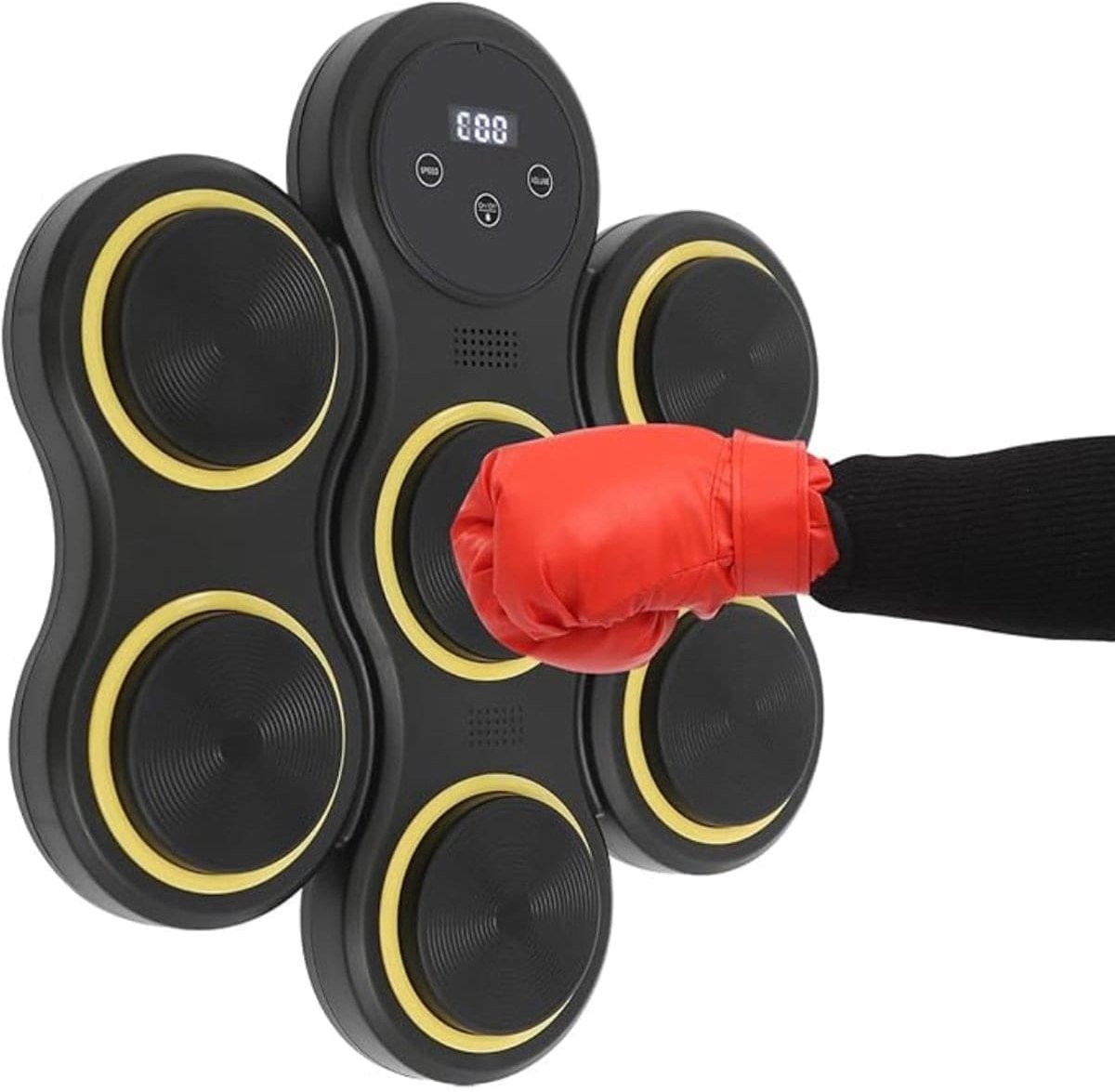 Klarven® Boxing Machine Zwart - LED-verlichting en Bluetooth Muziek - 9 Instelbare Snelheden, Reflex Training - Muurmontage B 37 x D 8 x H 49 cm