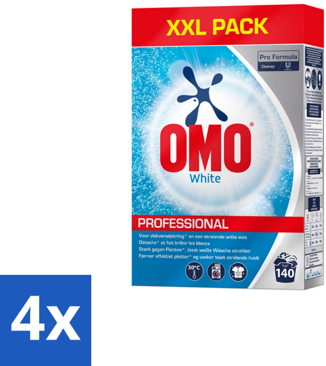 Omo Professional – Wasmiddel Poeder – Witte Was – 140 Wasbeurten – Pro Formula – 7 kg - Voordeelverpakking - 4 stuks