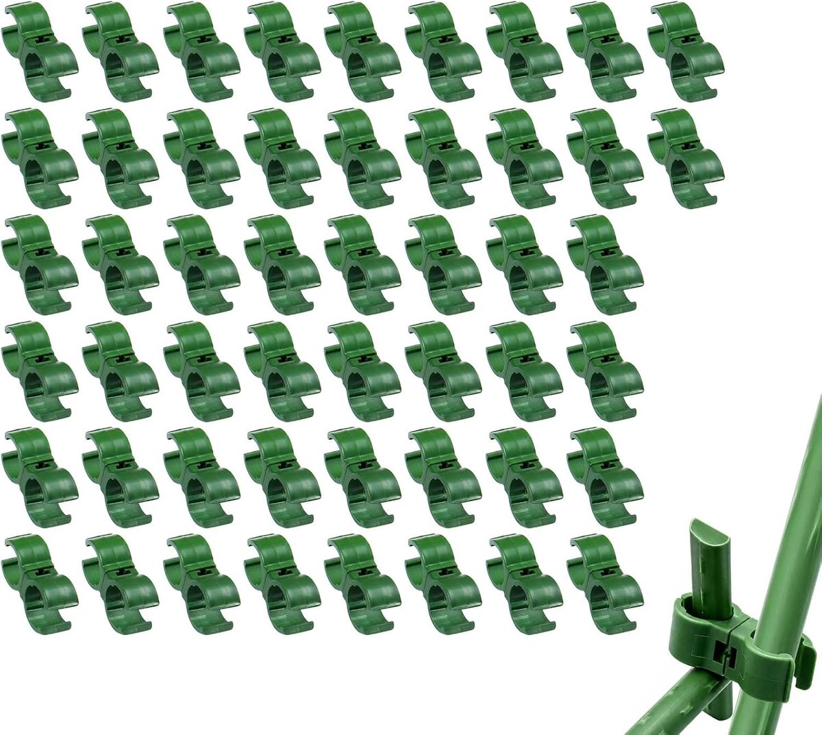 Plantenclips 11 mm - 50 stuks draaibare klemmen voor tomaten, groenten en rankplanten, ideaal voor steunroosters en kasgebruik