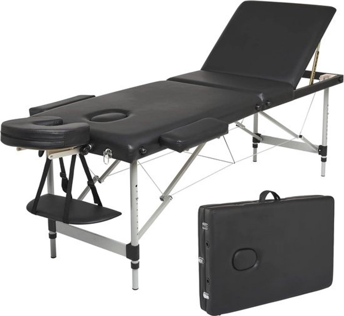 Draagbare Massagetafel 3-delige Opvouwbare Therapiebed - Lichtgewicht, Verstelbaar, Met Draagtas