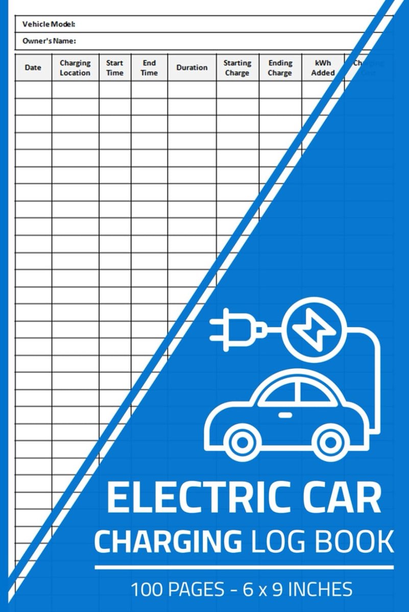 Electric Car Charging Log Book: Record Your EV Charge History & Costs - Electric Vehicle Charging Tracker Logbook - ShopVlot