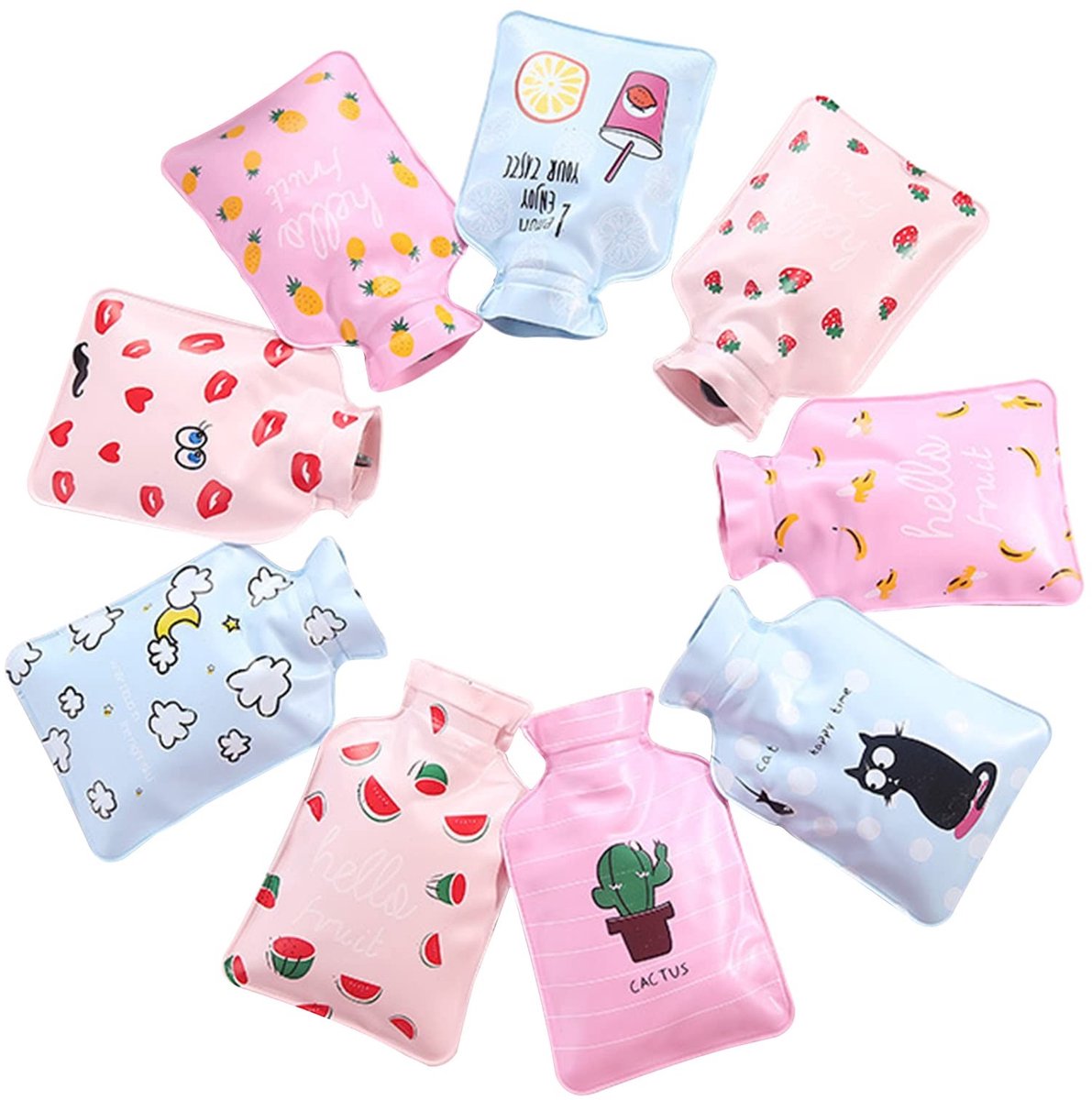 Solidchoice- Warmwaterfles Herbruikbaar - Mini Warmwaterfles - Handwarmer - Geschenkset - Spatwaterdicht - 9 Stuks