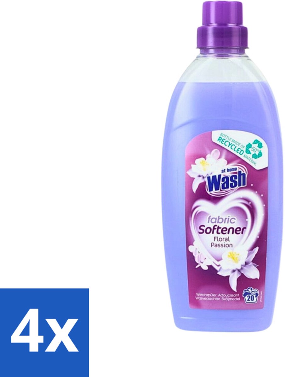 At Home - Wash - Wasverzachter - Floral Passion - 20 Wasbeurten - Voordeelverpakking - 4 stuks
