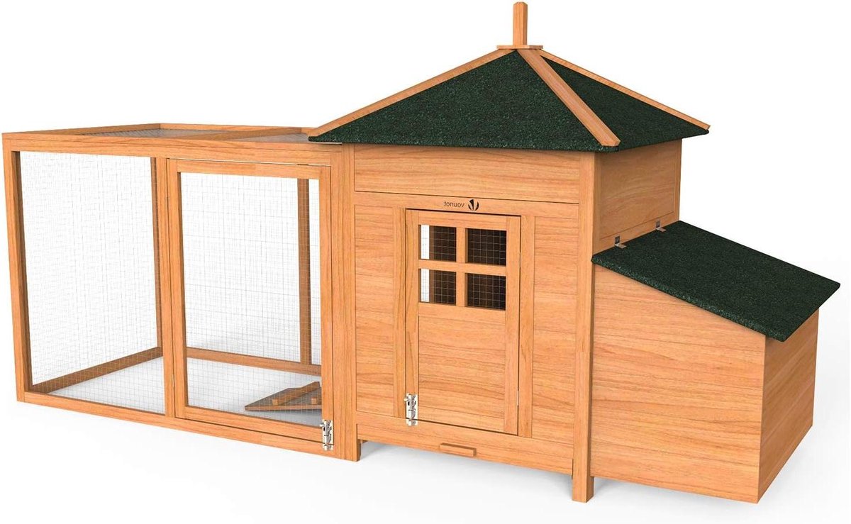 Houten Kippenhok - Dierenverblijf - Kippen Houden - Met Nestvakken - 190 x 100 cm - Houtkleur