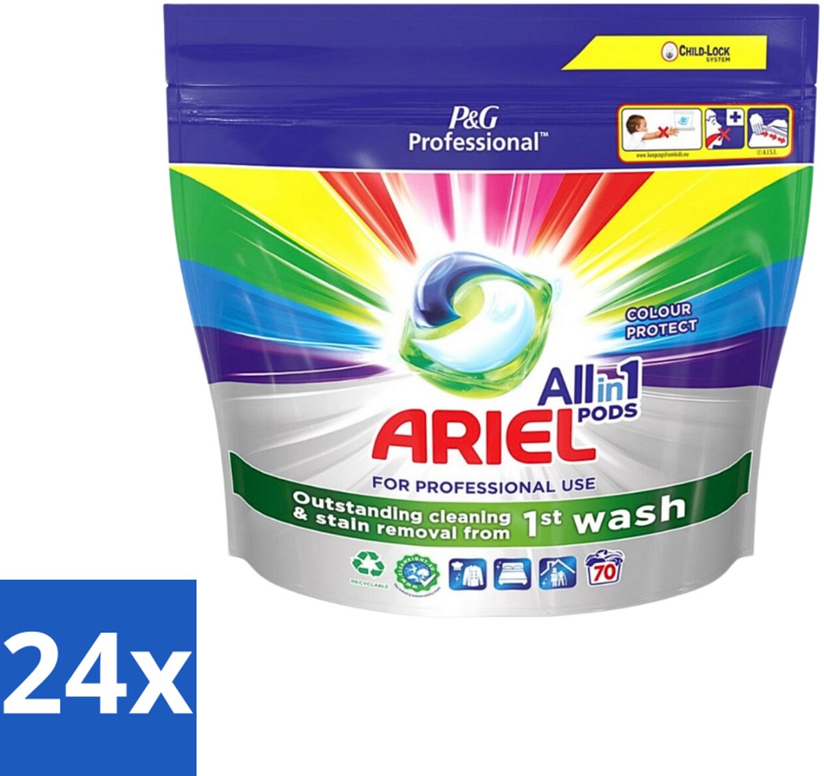 24 x Ariel - Color - All-In-1 Wasmiddel Pods - Beschermt Kleuren - 70 Wasbeurten - Wasmiddel Pods - Kleurbescherming - Wasmiddel Voor Gekleurd Was - Wasmiddel 30°C - Wasmiddel Voor Vlekken