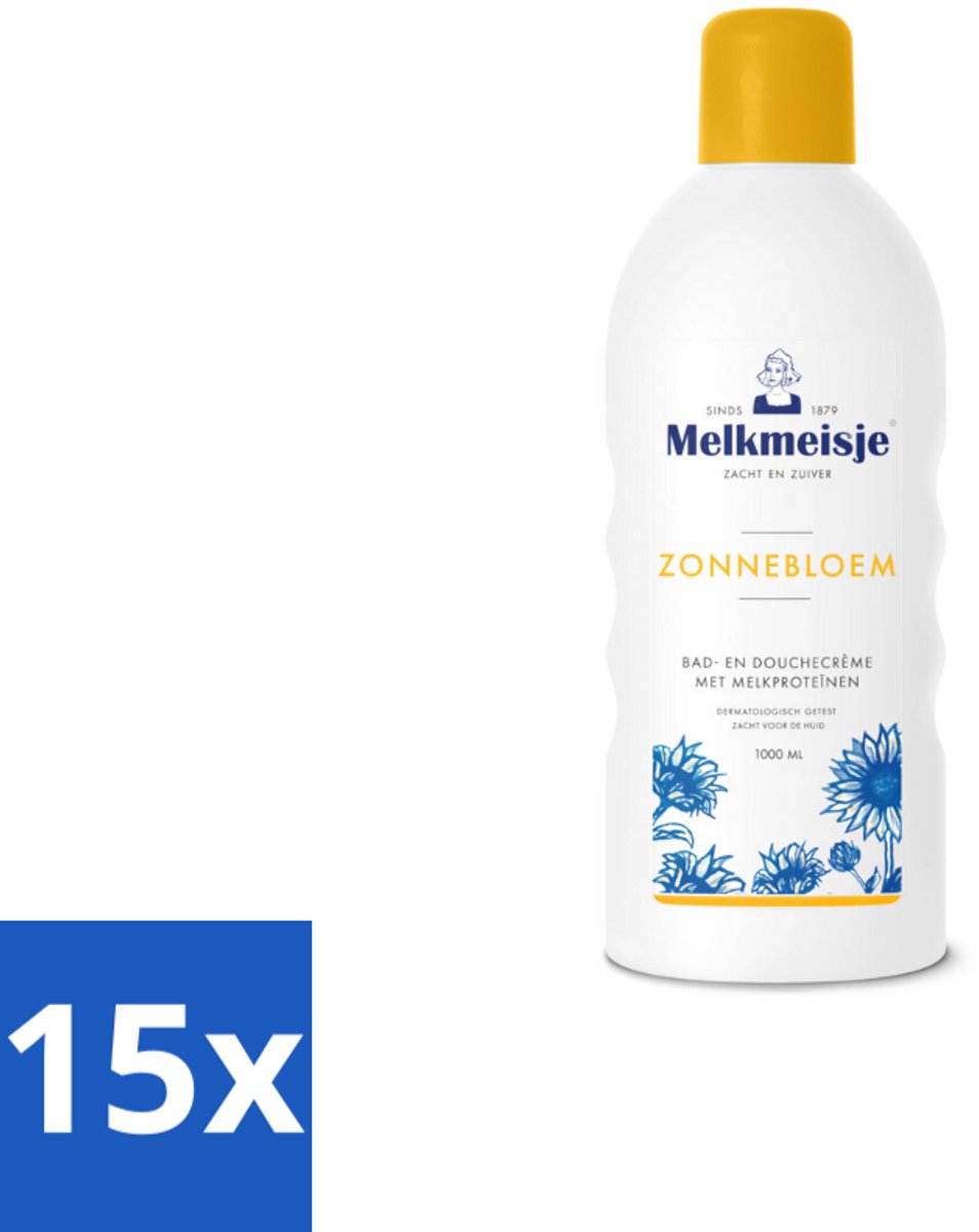 Melkmeisje Bad en Douche Crème Zonnebloem en Melk 1000 ml - Bulkverpakking - 15 stuks