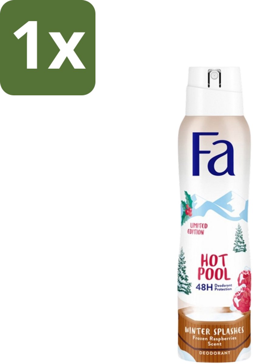 1 x Fa - Deospray - Winter Splashes - 48 uur Bescherming - Frozen Raspberry - Verfrissend & Fruitig - 150 ml - 48 Uur Bescherming - Zweetbescherming - Frambozen Geur - Deospray - Huidbescherming