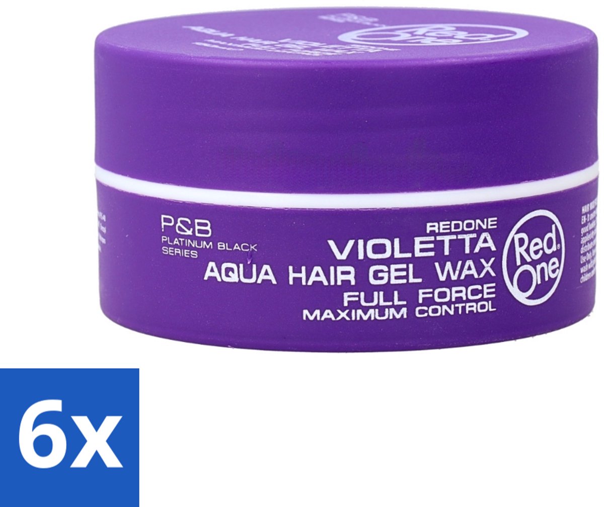 6 x Red One - Haarwax - Quicksilver - Aqua Hair Gel Wax - Voor Sterke Hold & Glans - 150 ml - Haarwax - Haartypen - Styling Wax - Haartypen - Haartypen