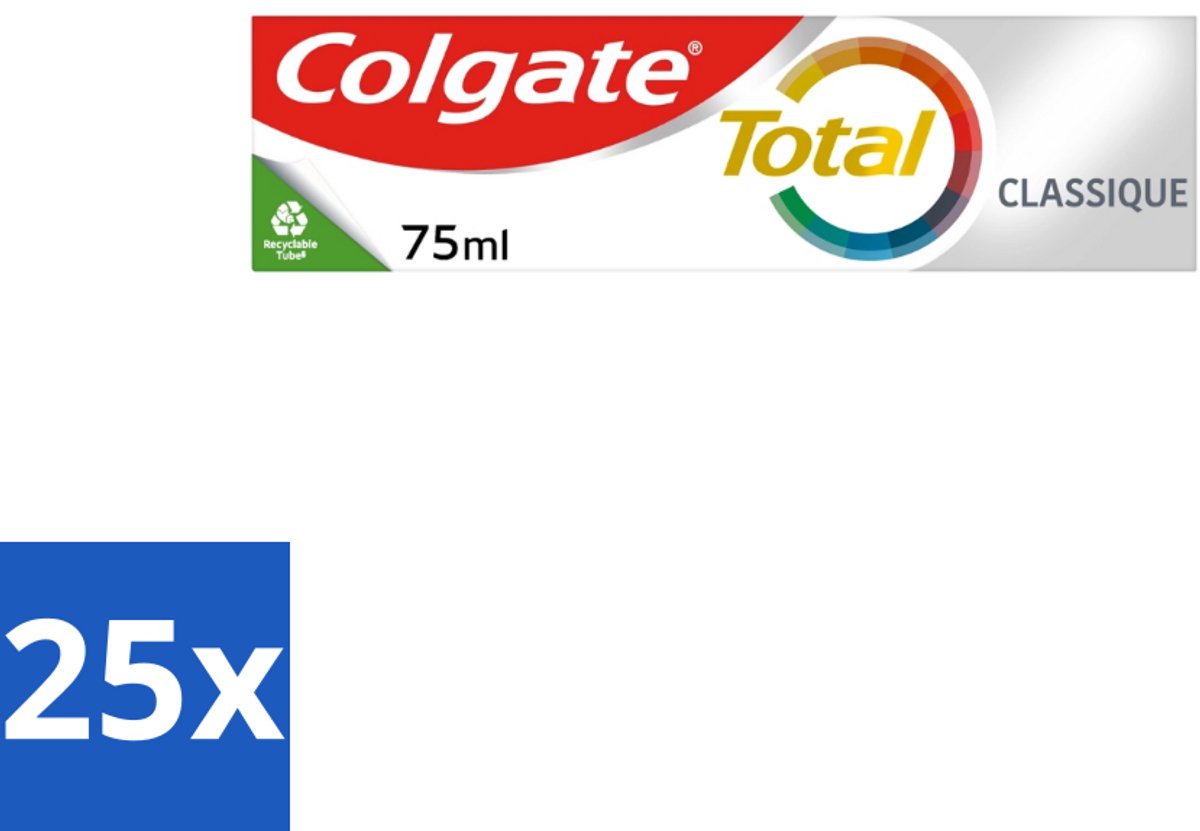 25 x Colgate - Total Classic - Tandpasta - 75ml - Tandpasta - Mondhygiëne - Tandplak - Tandsteen - Gaatjes