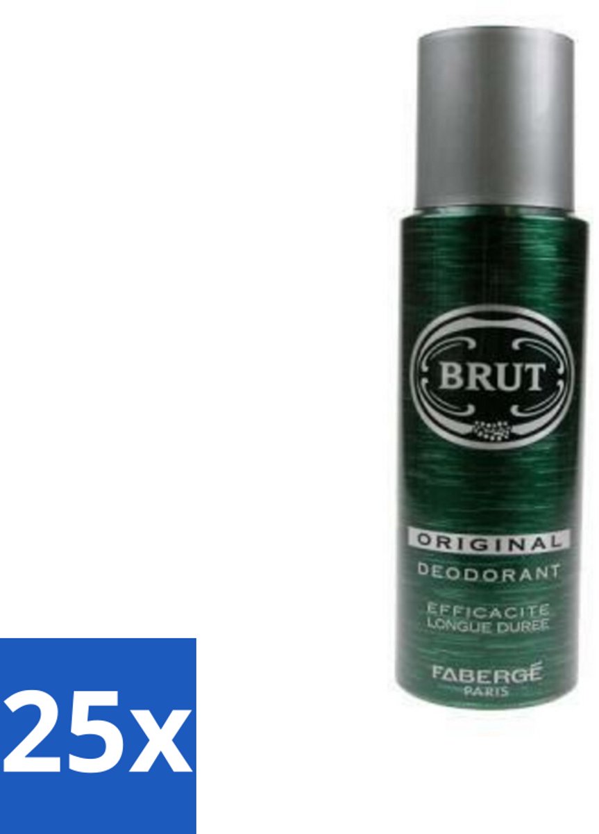 25 x Brut Deospray Original Brut 200 ml - Deodorant Spray - Mannelijke Geur - Langdurige Frisheid - Zweetbevochtiging - Klassieke Geur