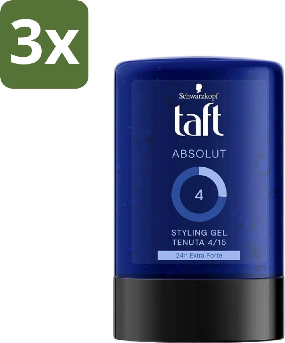 3 x Schwarzkopf - Taft - Absolut Haargel - Mannen - Langdurige Hold - 300 ml - Haargel Mannen - Langdurige Fixatie - Haargel Voor Mannen - Haargel 300 Ml - Fixatie Haar