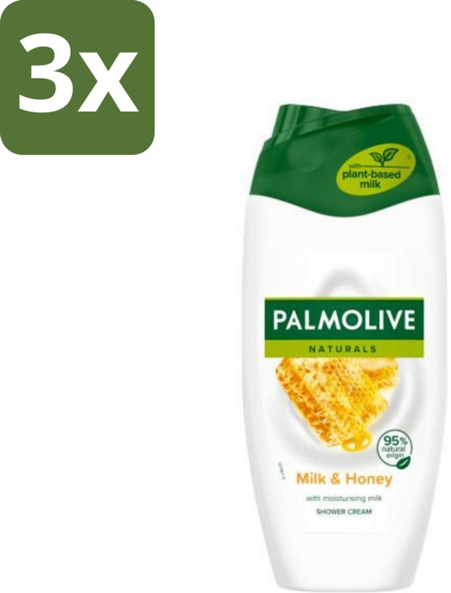 3 x Palmolive Naturals - Douchecrème - Honing & Melk - Hydraterende Melk - 250 ml - Douchegel Honing En Melk - Hydraterende Douchegel - Melk En Honing Douchegel - Verzorgende Douchegel - Huid Verzorging